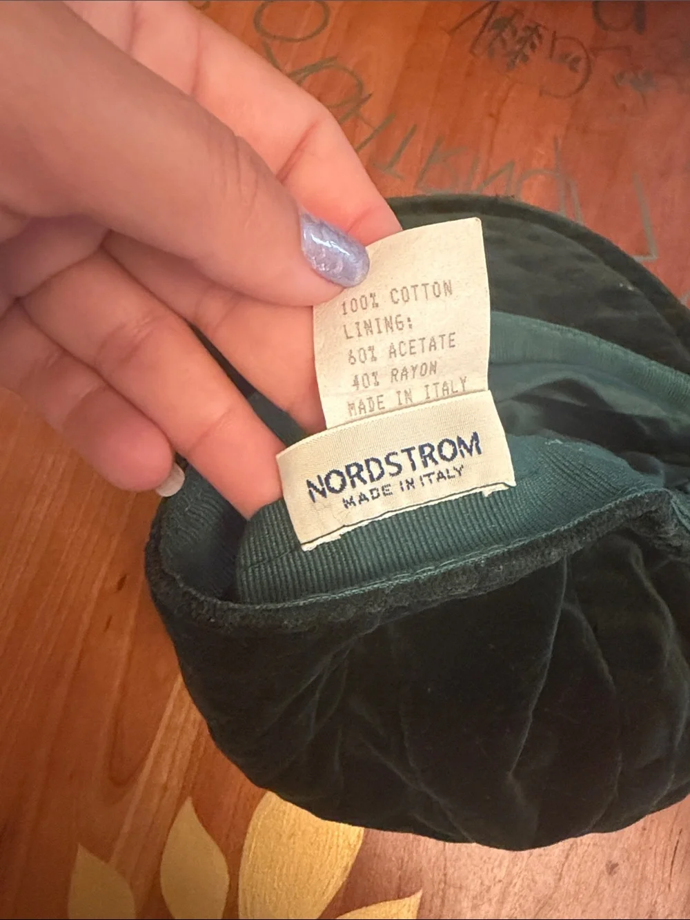 Nordstrom Quilted Velvet Cap in Forest Green